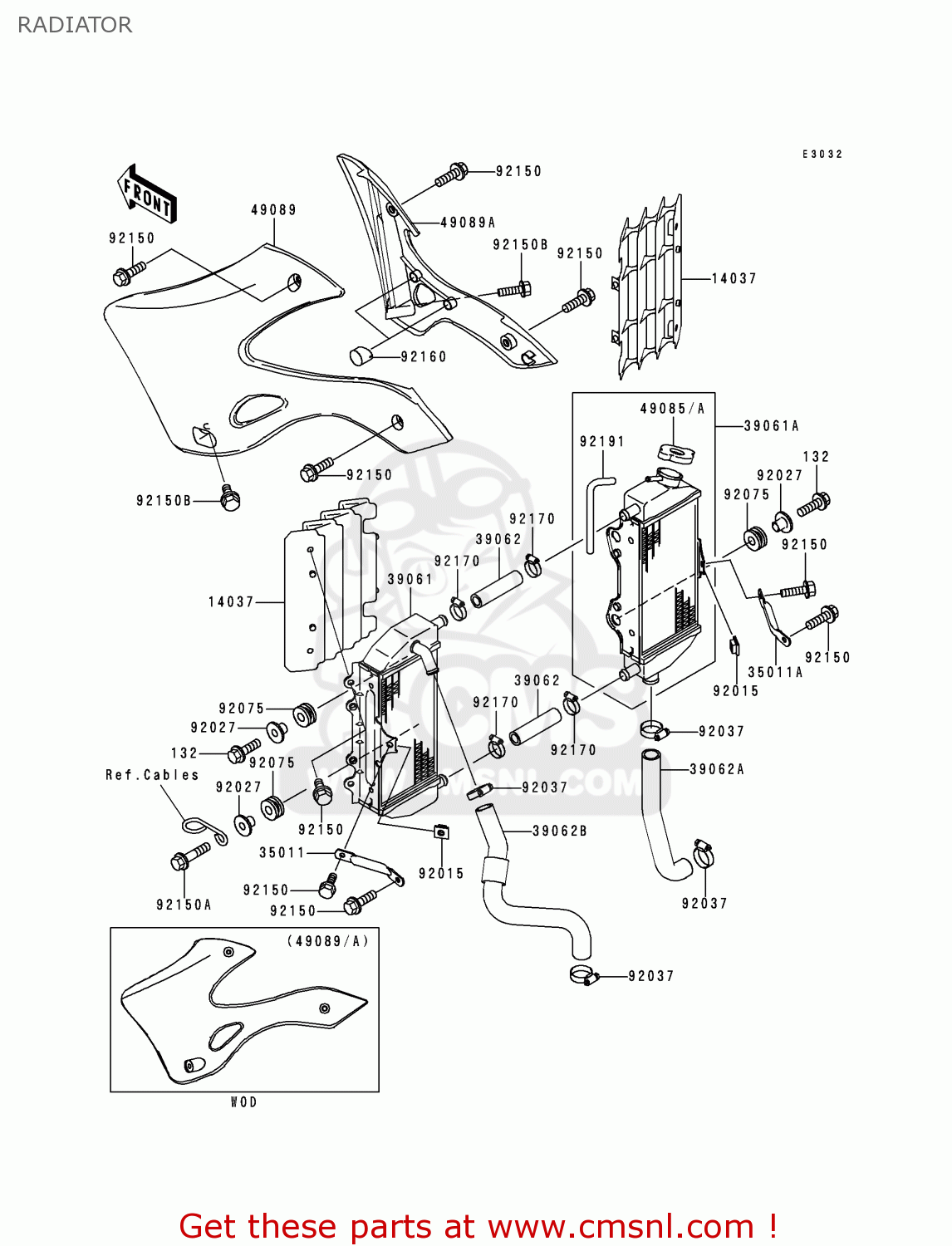 RADIATOR KX250-L1 1999 EUROPE FR AS