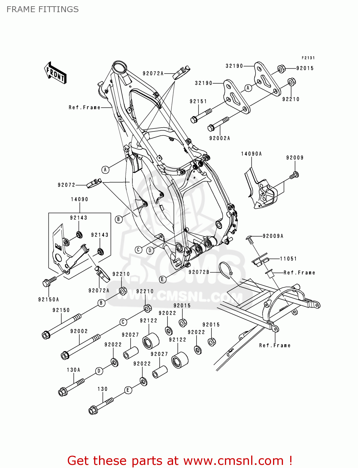 FRAME FITTINGS KX250-L1 1999 EUROPE FR AS