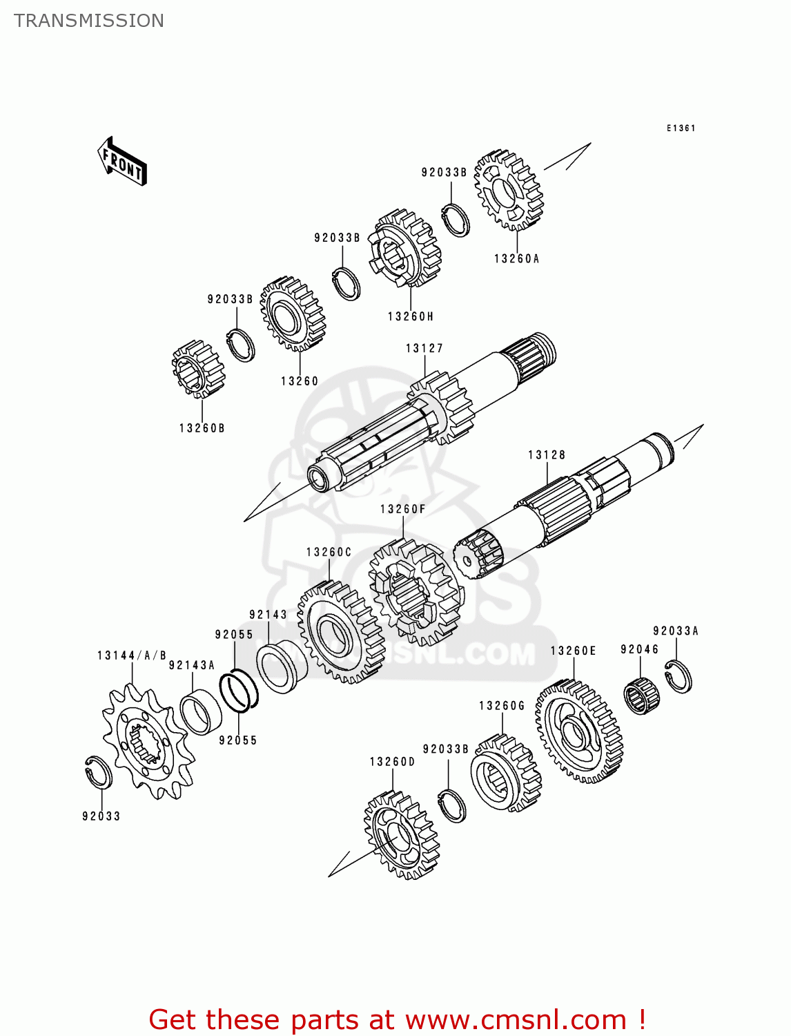 TRANSMISSION KX250-L1 1999 USA CANADA