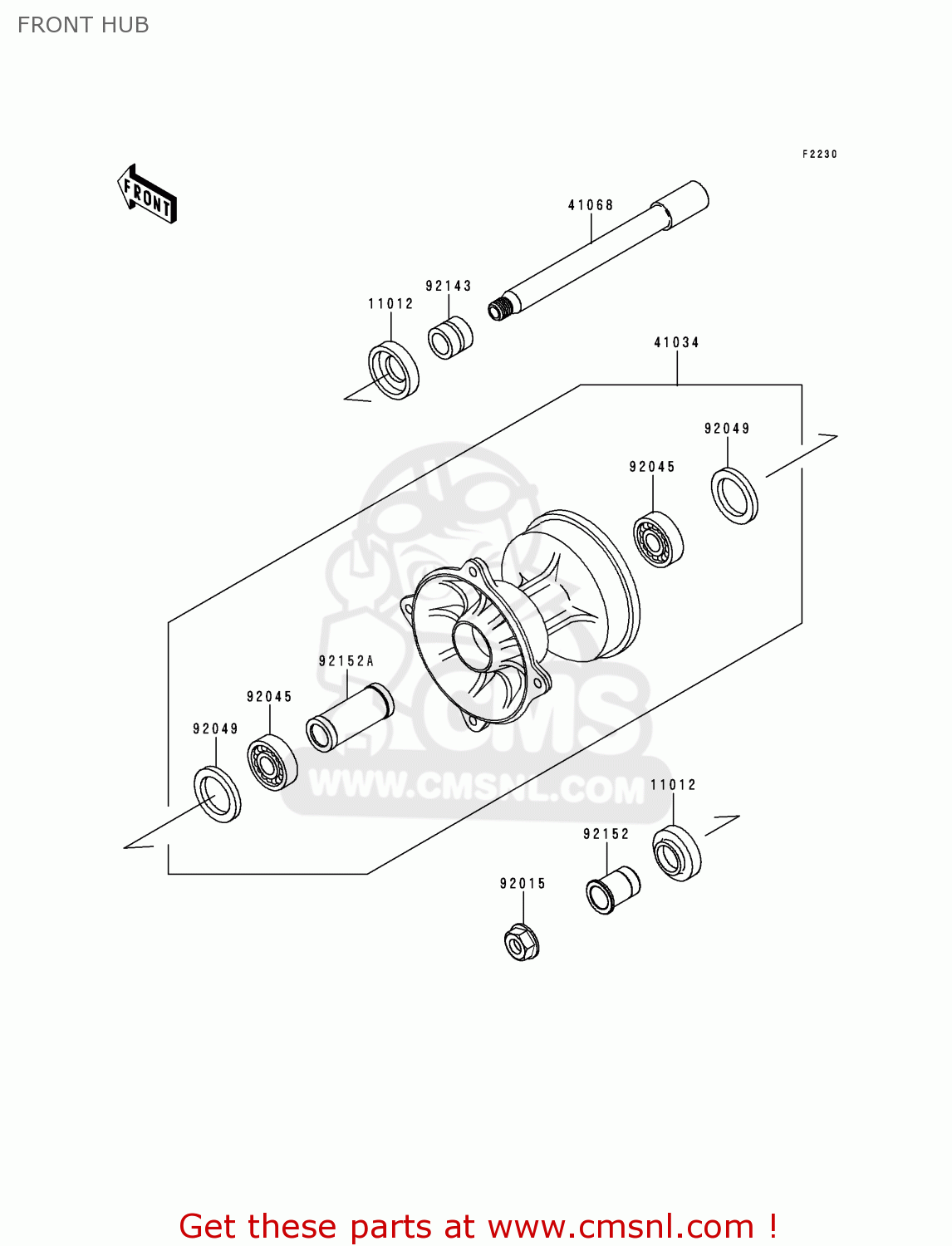 FRONT HUB KX250-L1 1999 USA CANADA