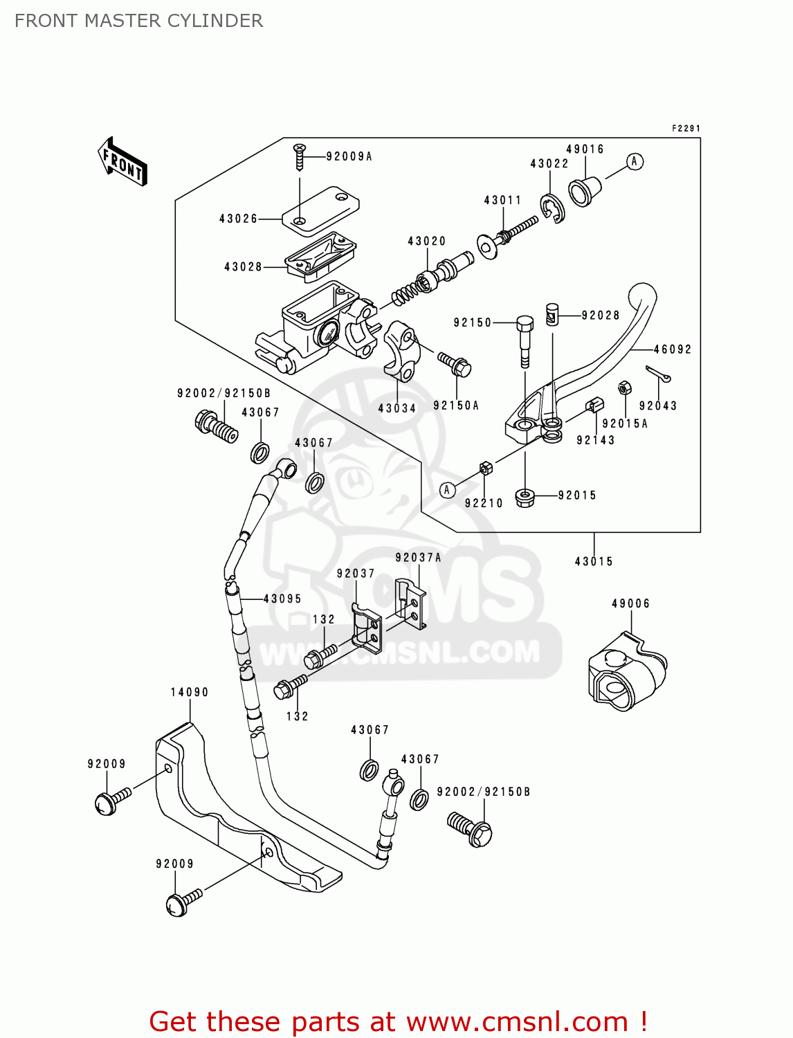 FRONT MASTER CYLINDER KX250-L1 1999 USA CANADA