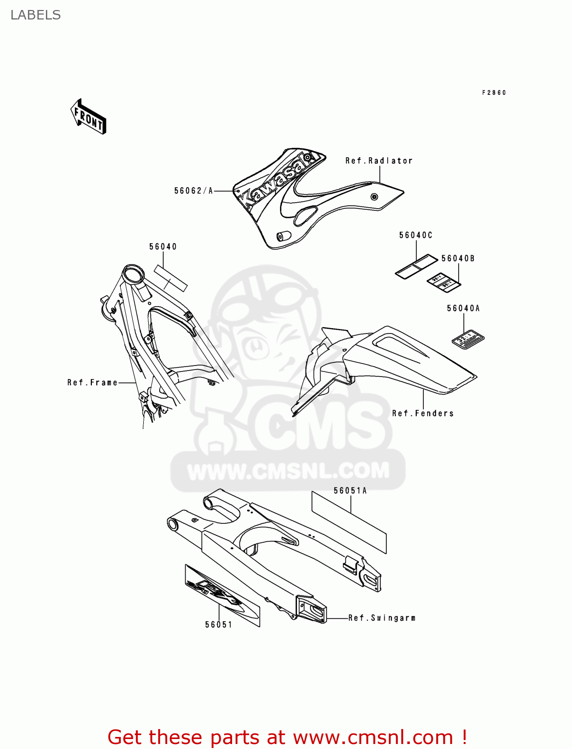 LABELS KX250-L1 1999 USA CANADA