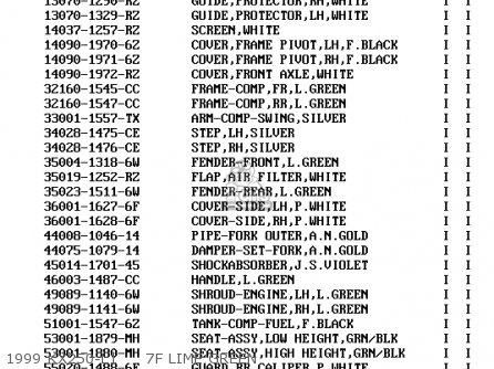 1999 KX250-L1     7F LIME GREEN - KX250-L1 1999 USA CANADA