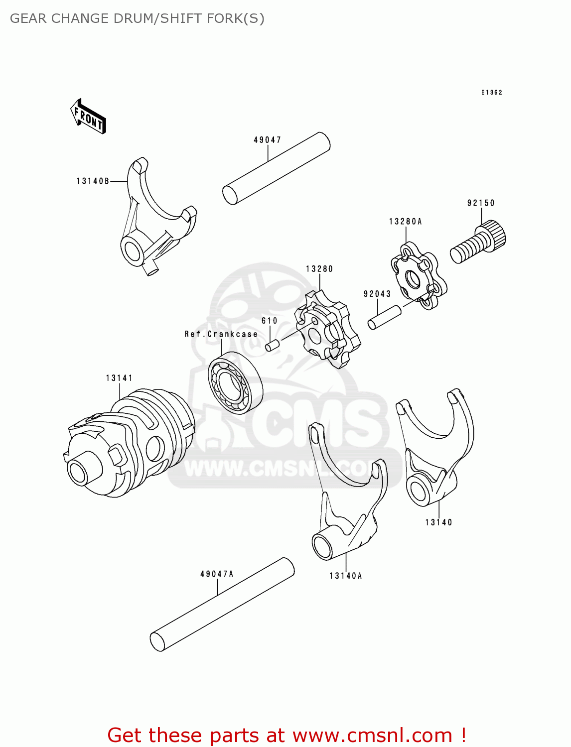 GEAR CHANGE DRUM/SHIFT FORK(S) KX250-L2 2000 EUROPE AS
