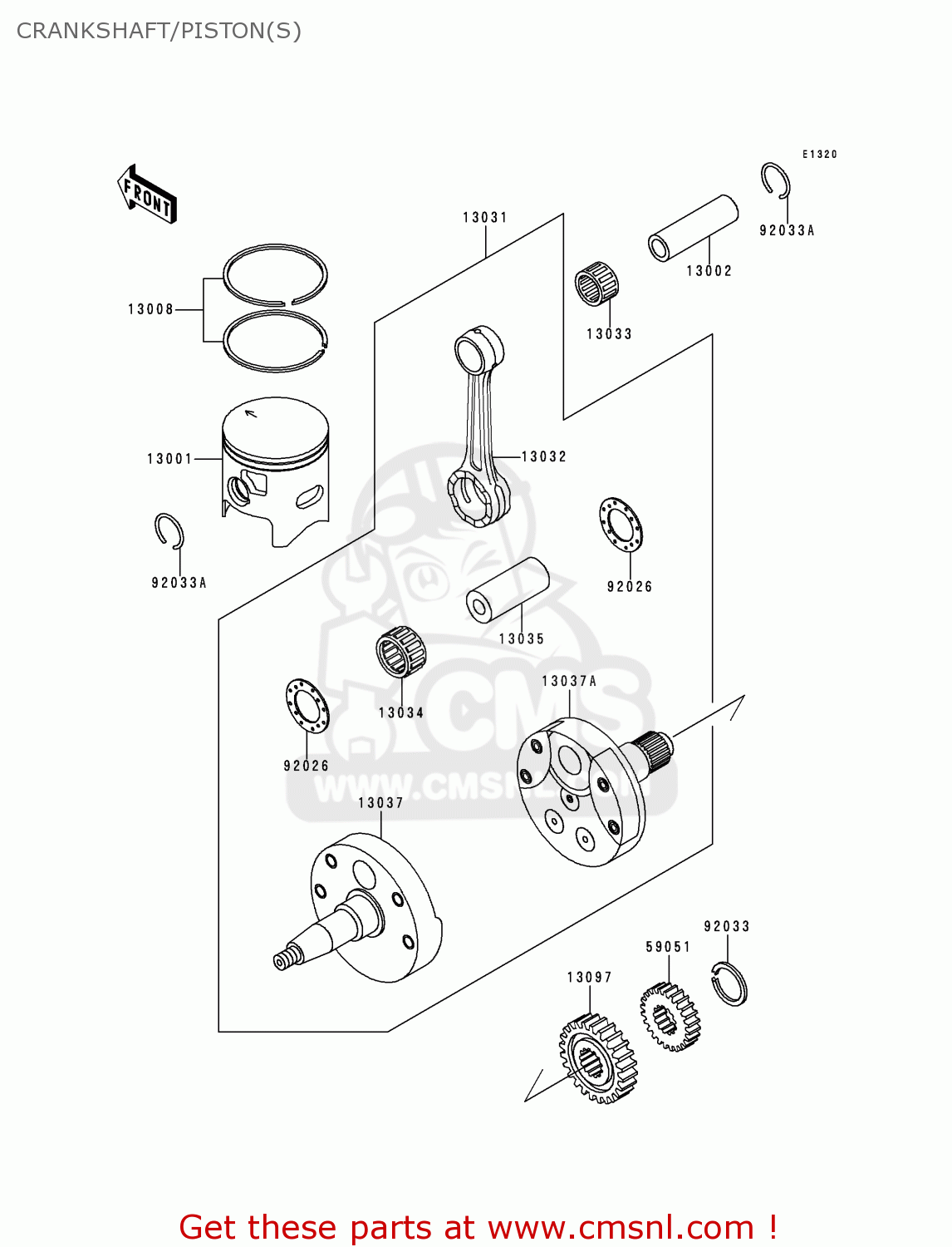 CRANKSHAFT/PISTON(S) KX250-L2 2000 USA CANADA