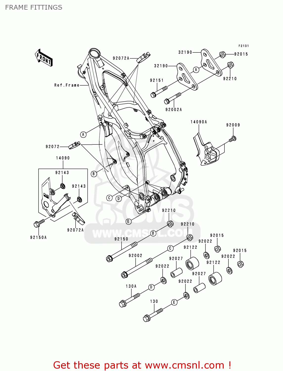 FRAME FITTINGS KX250-L2 2000 USA CANADA