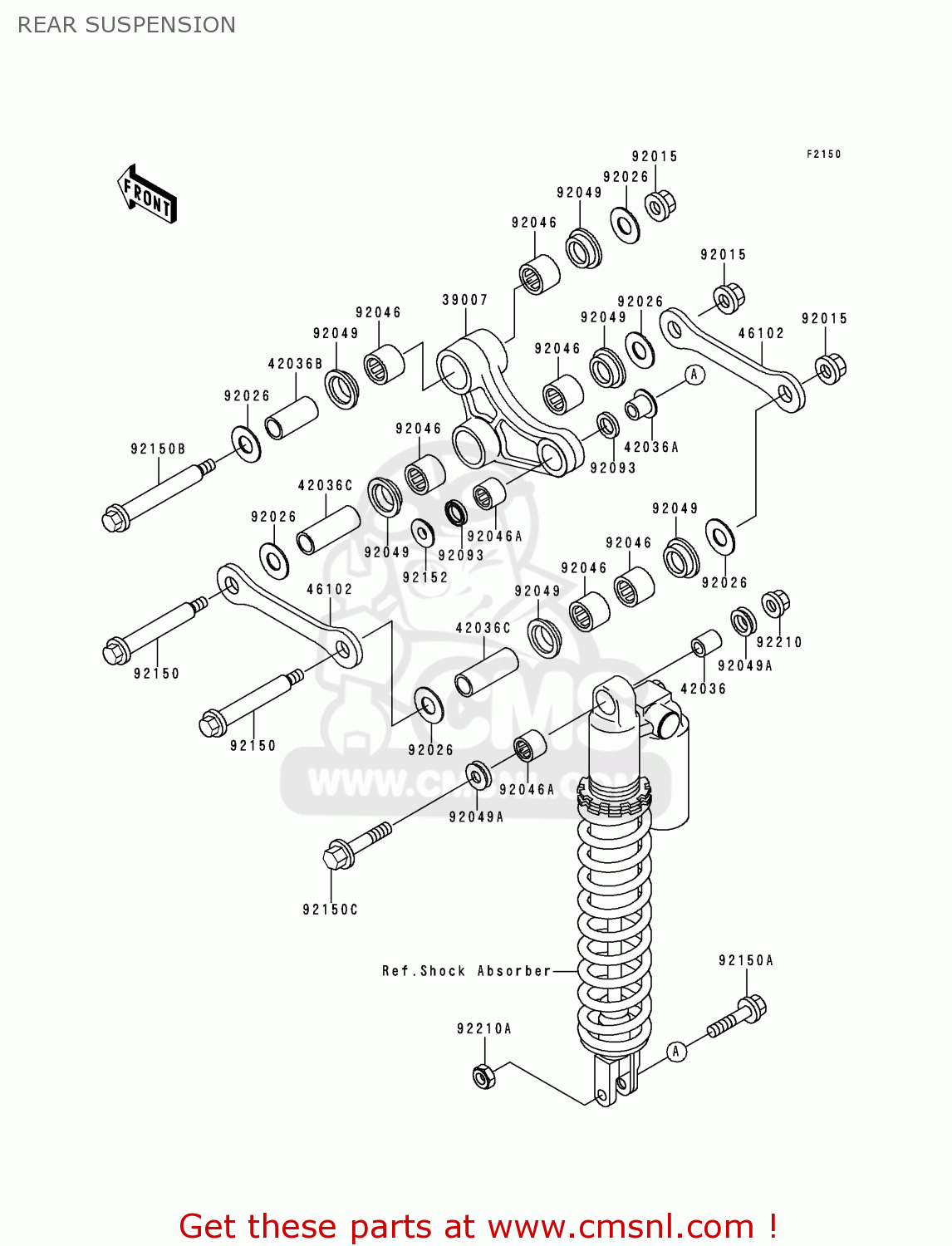 REAR SUSPENSION KX250-L2 2000 USA CANADA