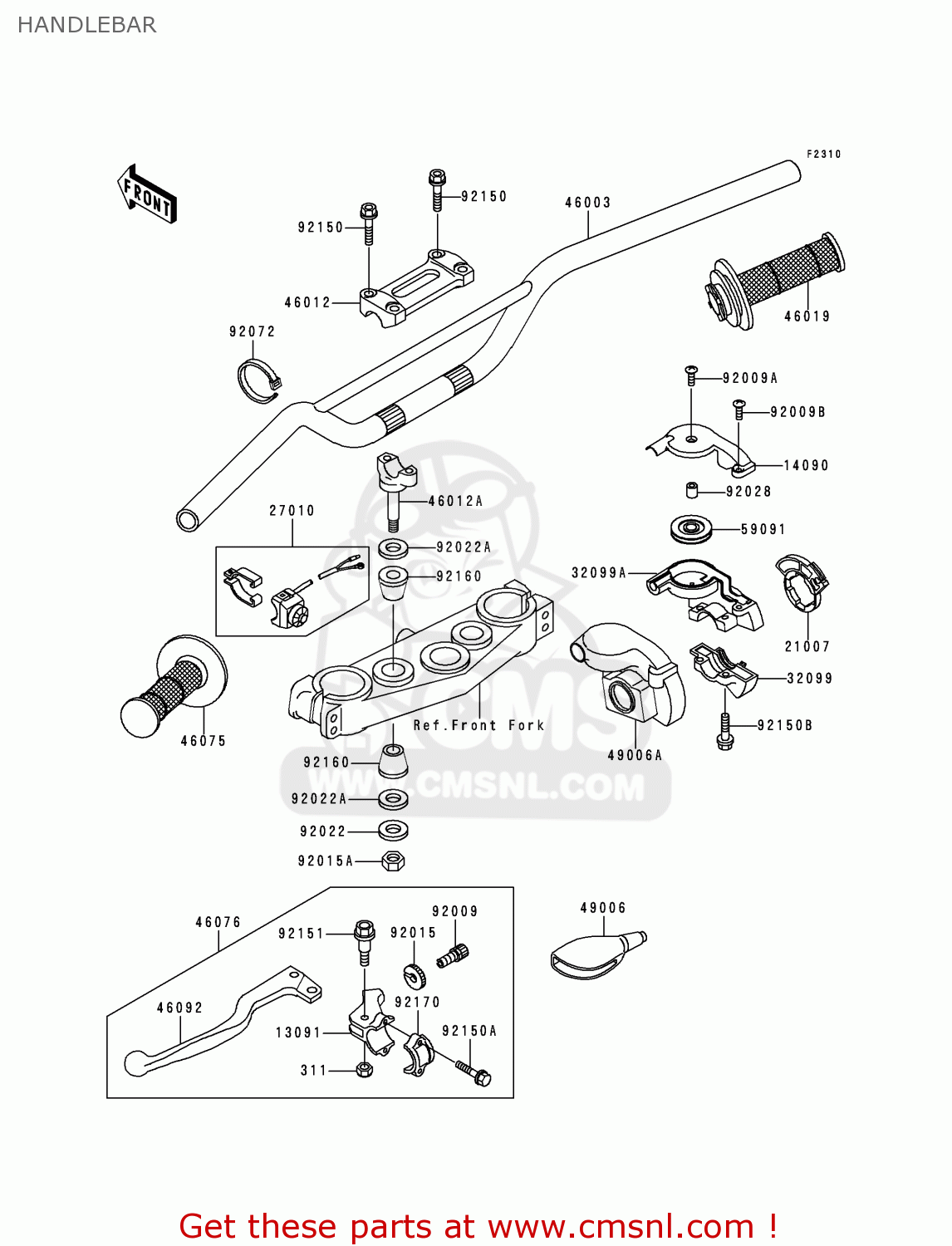 HANDLEBAR KX250-L2 2000 USA CANADA