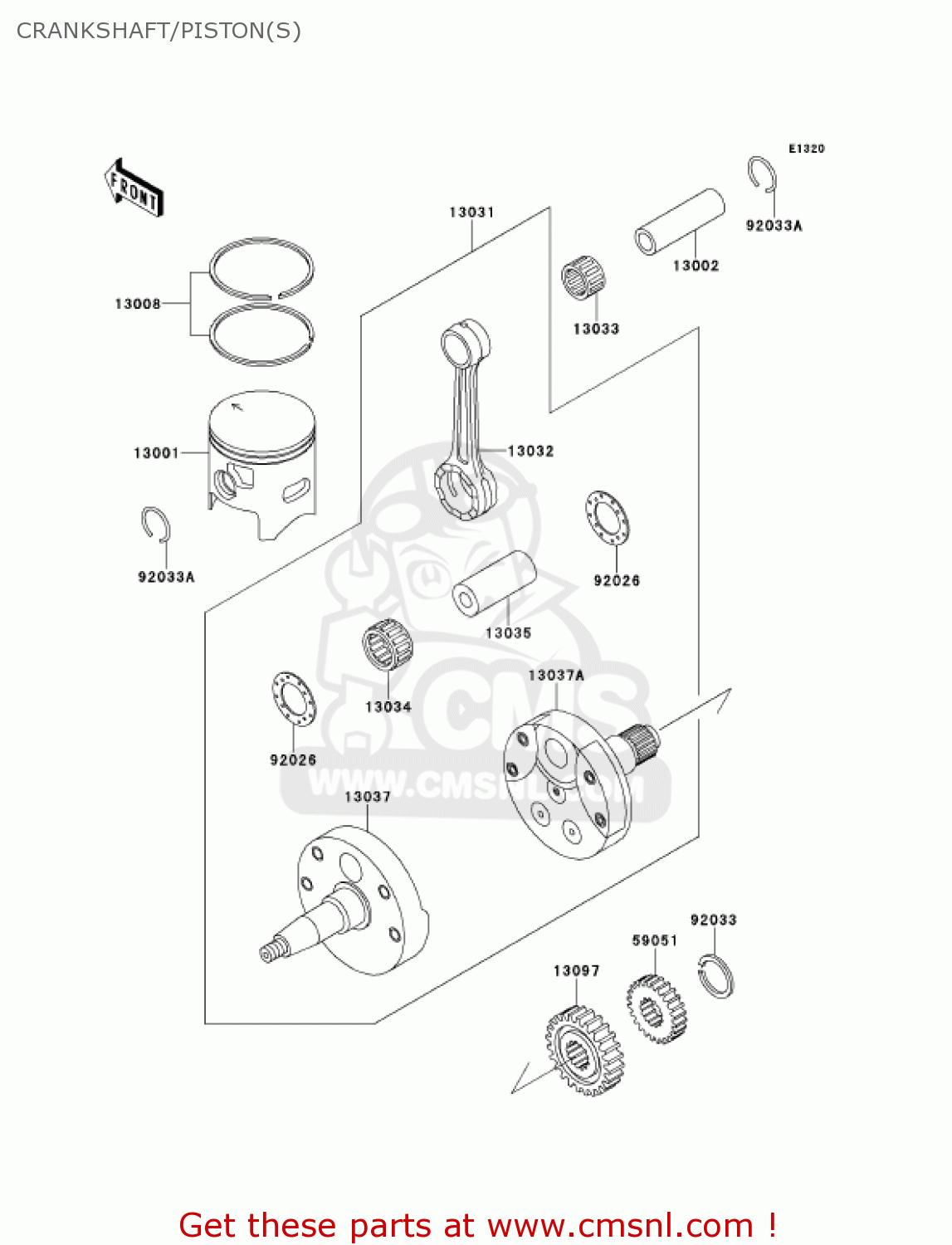 CRANKSHAFT/PISTON(S) KX250-L3 KX250 2001 USA CANADA