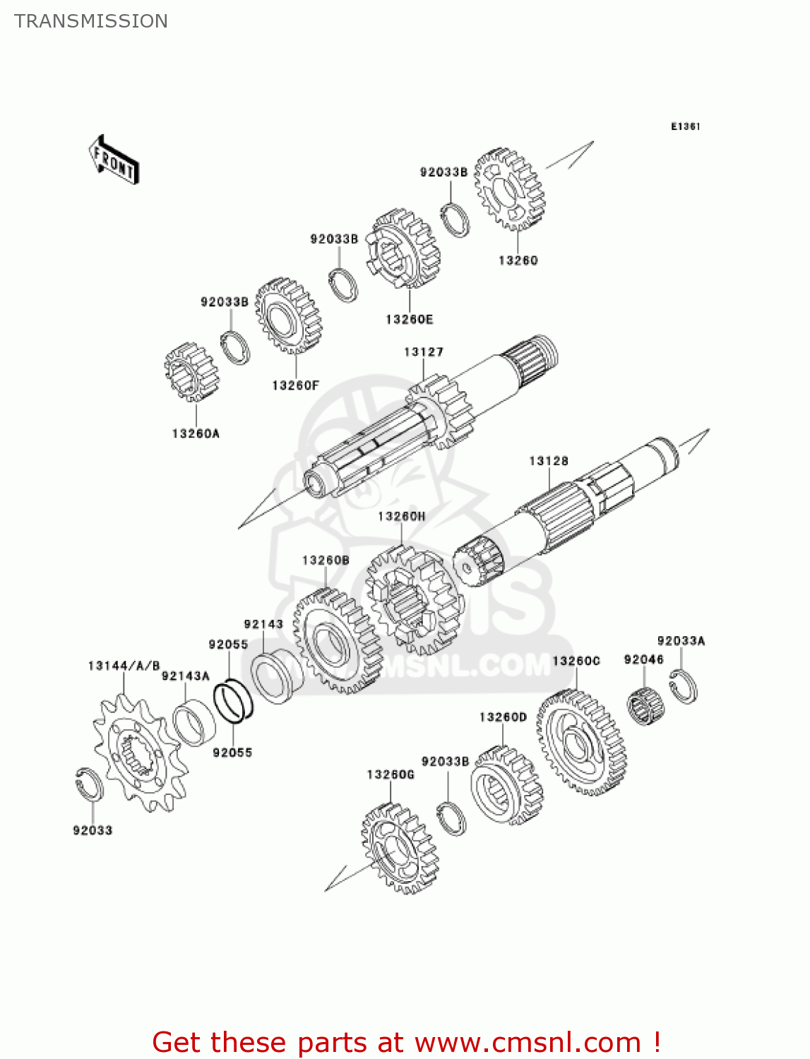 TRANSMISSION KX250-L3 KX250 2001 USA CANADA