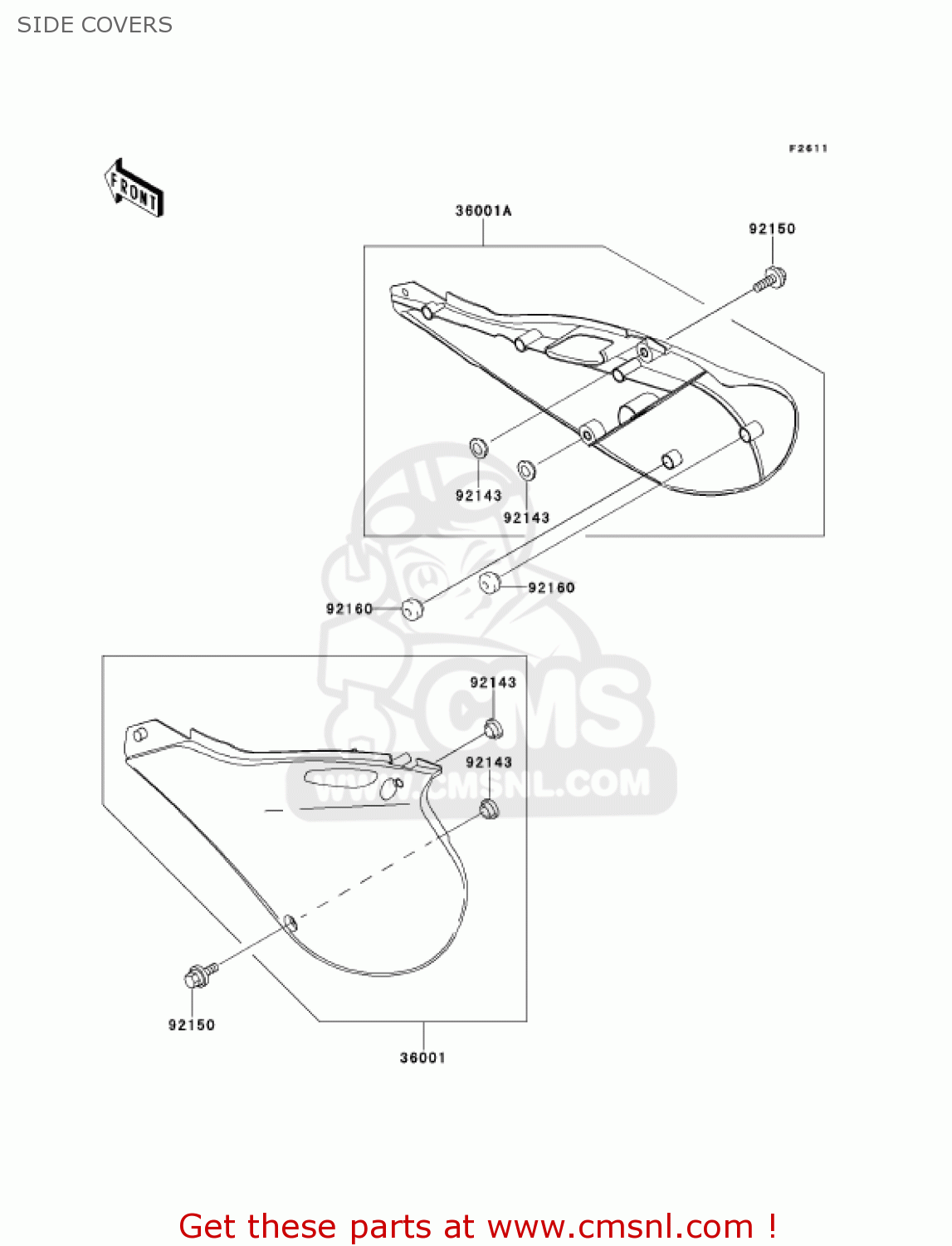SIDE COVERS KX250-L3 KX250 2001 USA CANADA