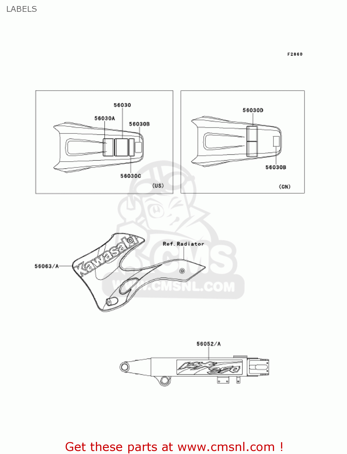 LABELS KX250-L3 KX250 2001 USA CANADA