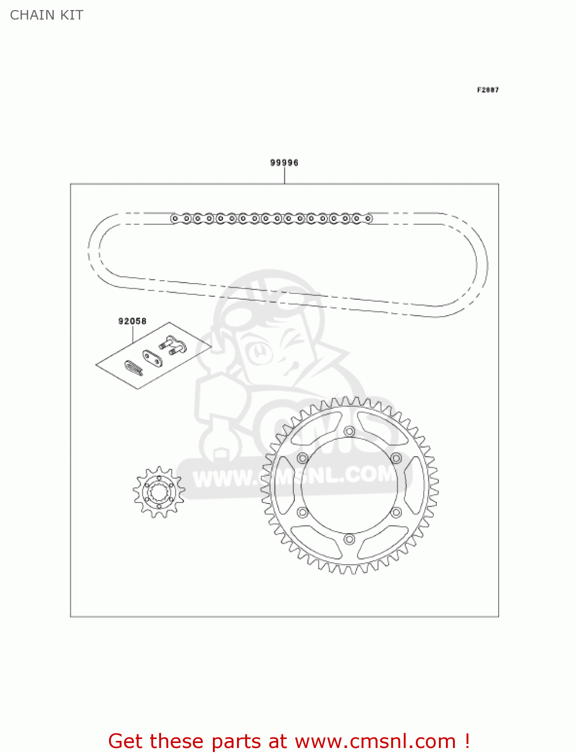 CHAIN KIT KX250-L3 KX250 2001 USA CANADA