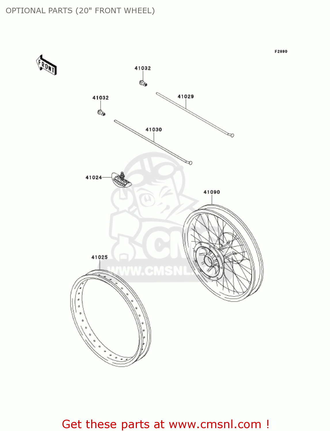 OPTIONAL PARTS (20" FRONT WHEEL) KX250-L3 KX250 2001 USA CANADA