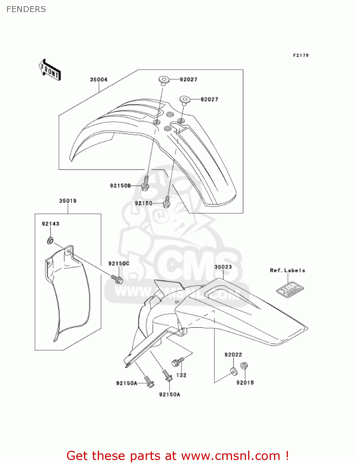 FENDERS KX250-L3 KX250 2001 USA CANADA