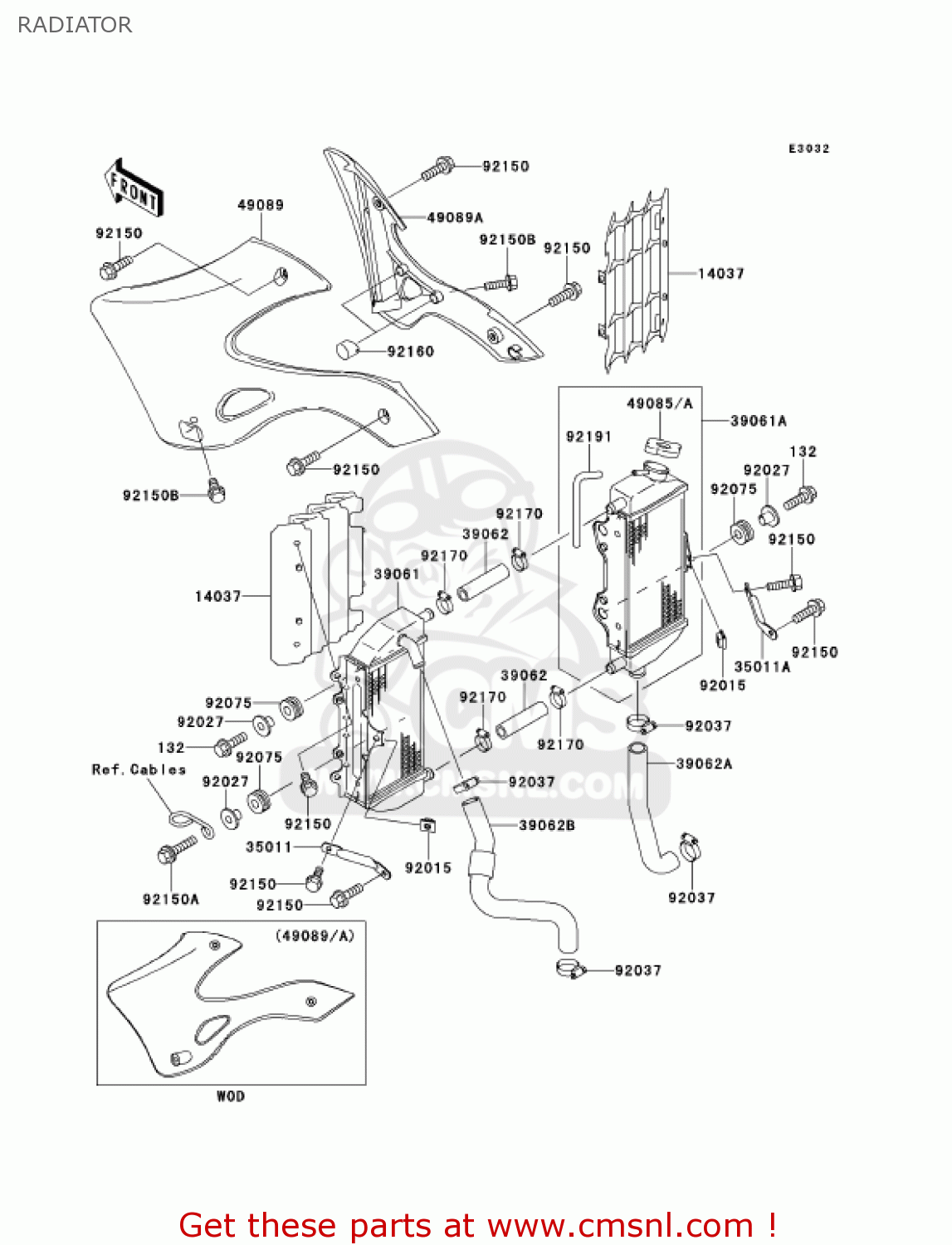RADIATOR KX250-L3 KX250 2001 USA CANADA