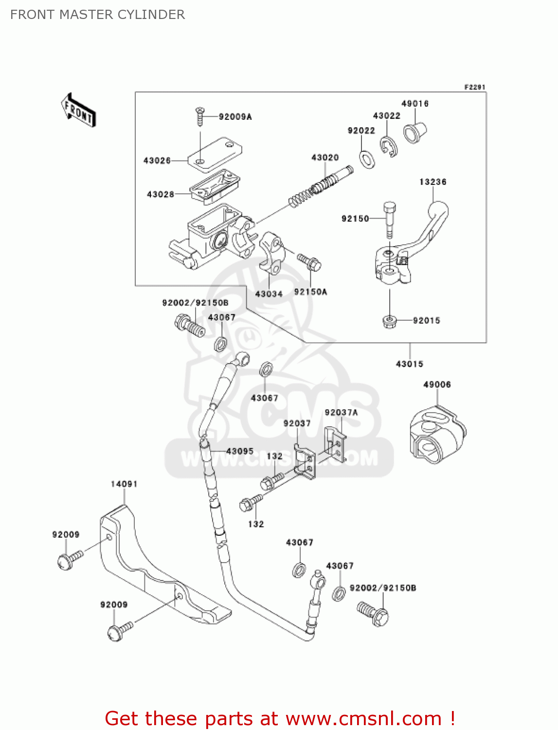 FRONT MASTER CYLINDER KX250-L3 KX250 2001 USA CANADA