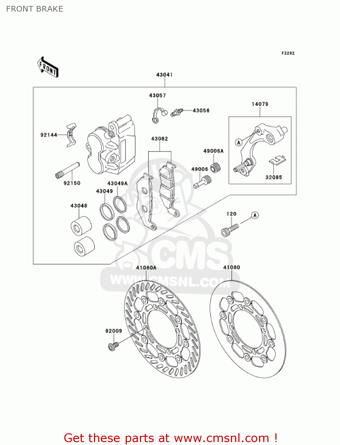 FRONT BRAKE KX250-L3 KX250 2001 USA CANADA
