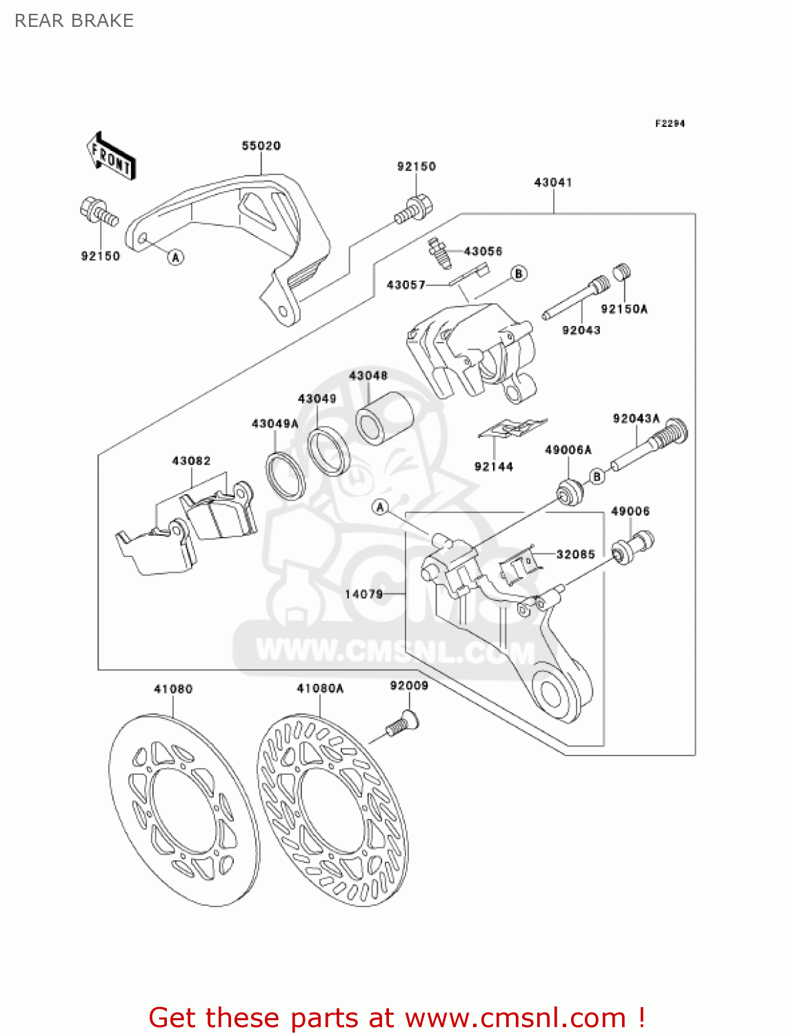 REAR BRAKE KX250-L3 KX250 2001 USA CANADA