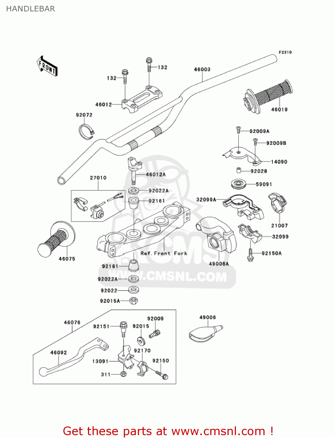 HANDLEBAR KX250-L3 KX250 2001 USA CANADA
