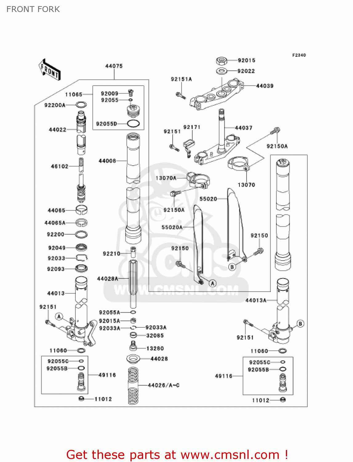 FRONT FORK KX250-L3 KX250 2001 USA CANADA