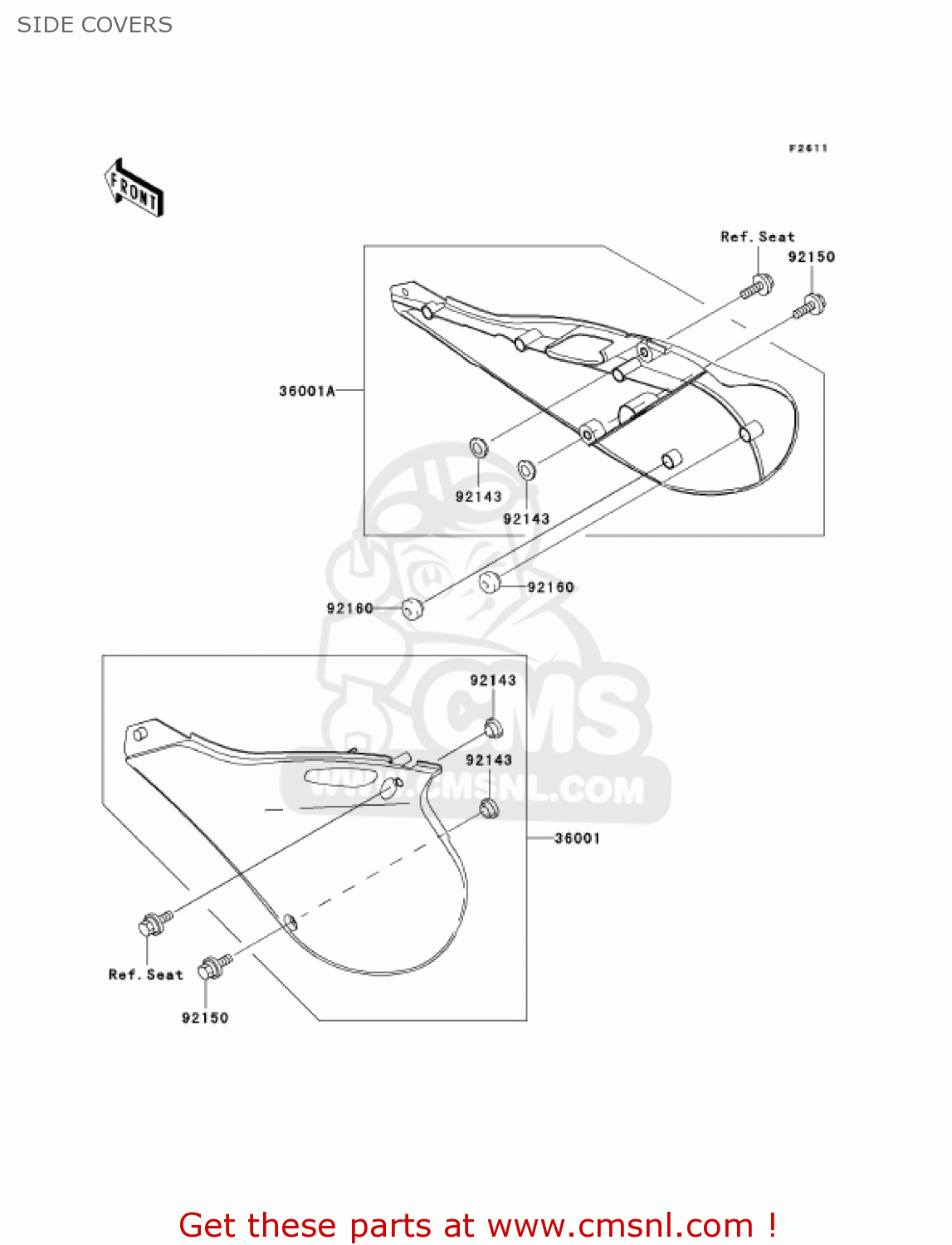 SIDE COVERS KX250-L4 KX250 2002 USA CANADA