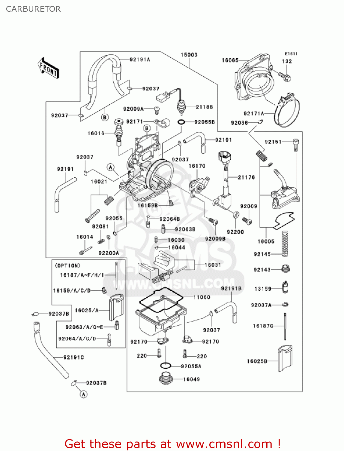 CARBURETOR KX250-L4 KX250 2002 USA CANADA