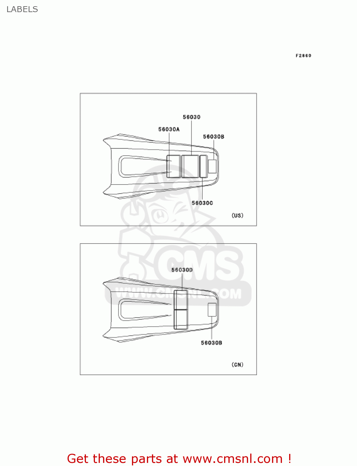 LABELS KX250-L4 KX250 2002 USA CANADA
