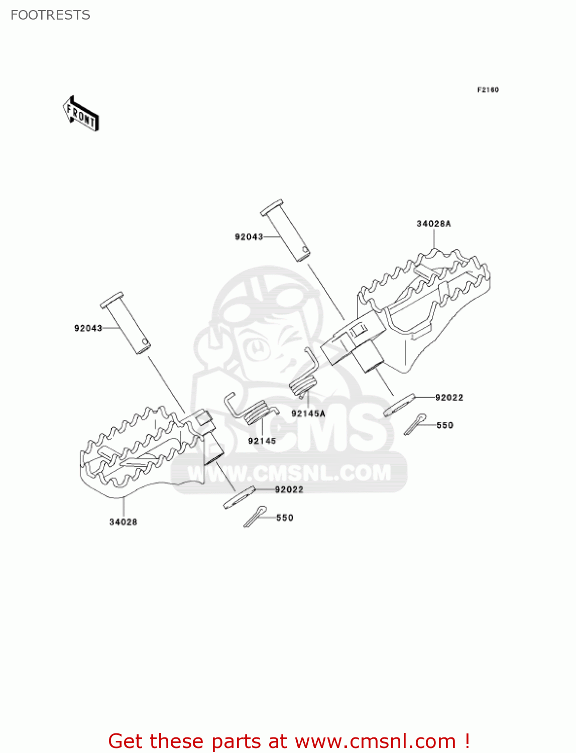 FOOTRESTS KX250-L4 KX250 2002 USA CANADA