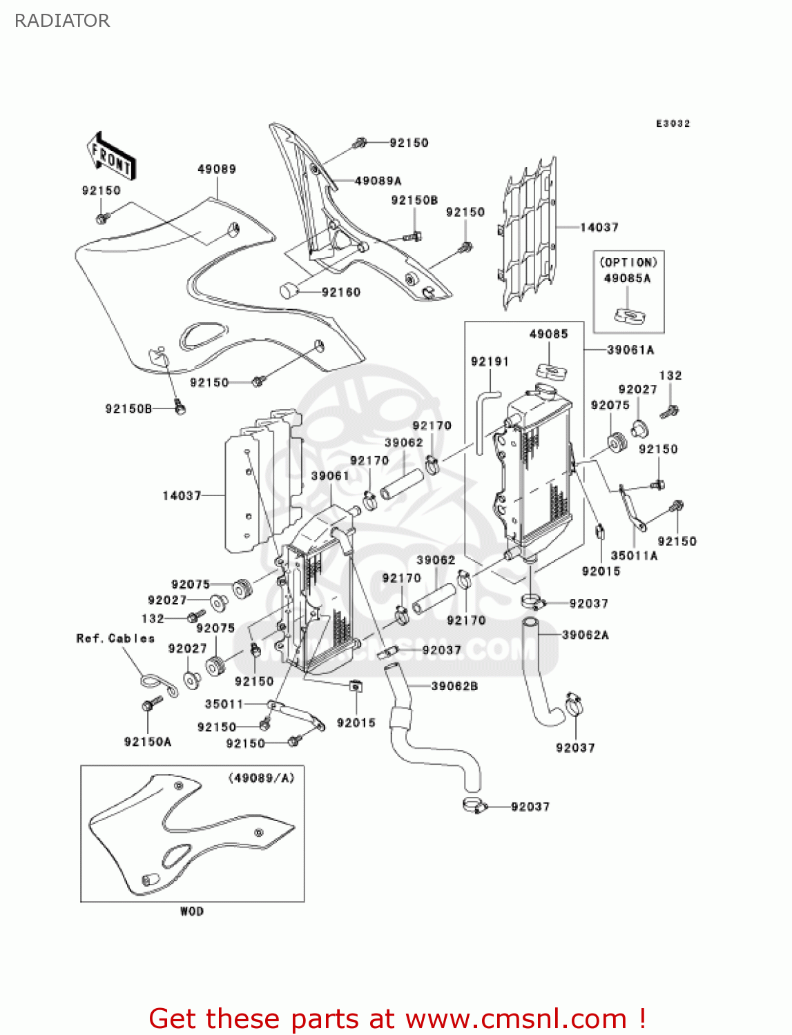 RADIATOR KX250-L4 KX250 2002 USA CANADA