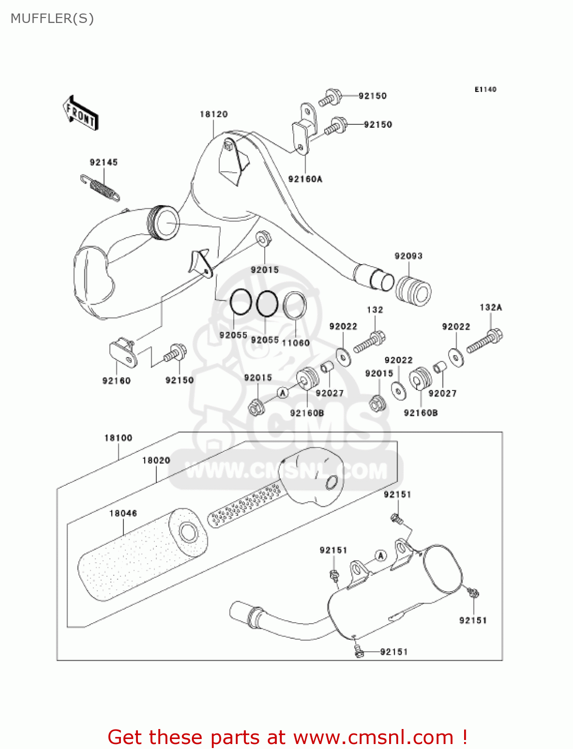 MUFFLER(S) KX250-L4 KX250 2002 USA CANADA