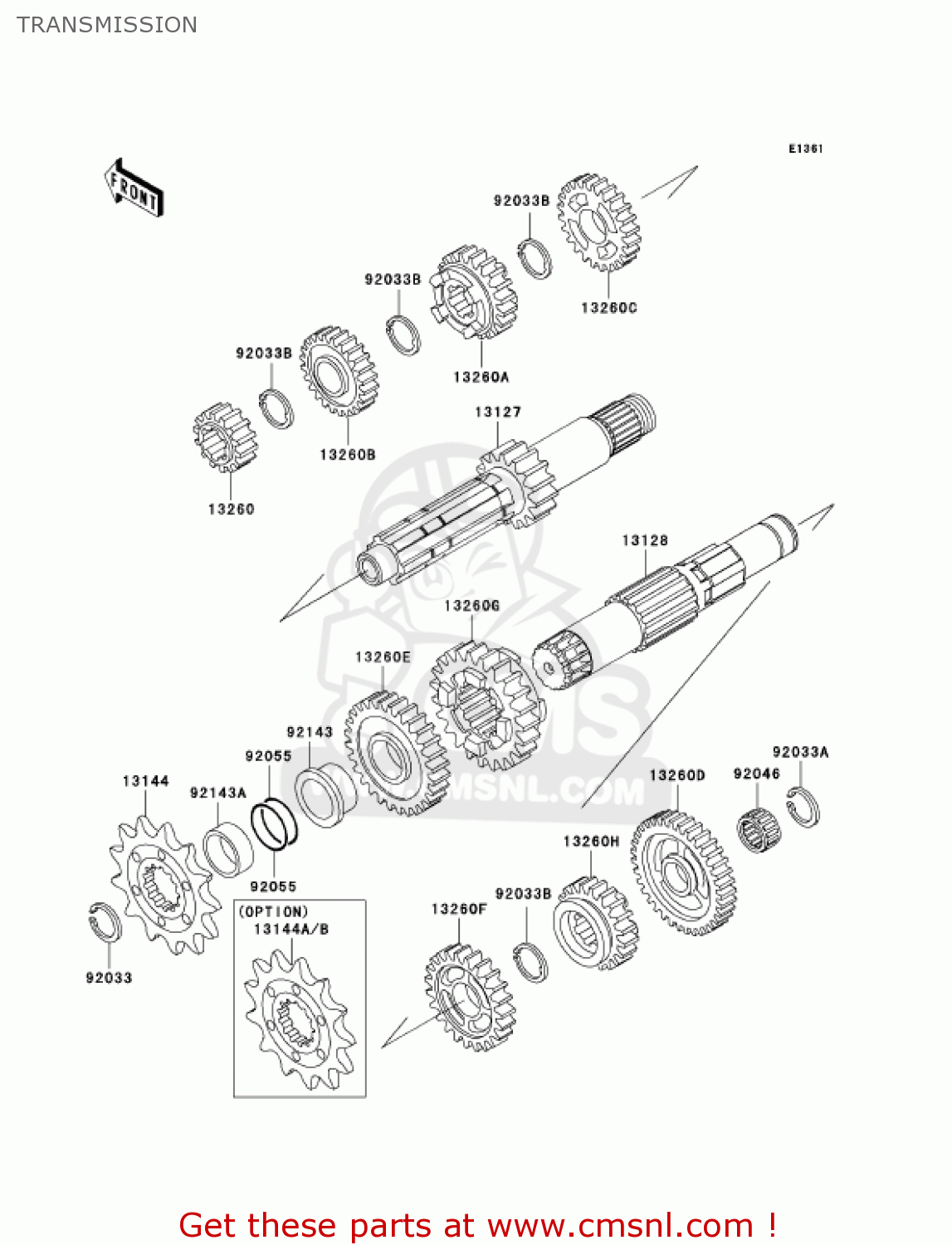 TRANSMISSION KX250-L4 KX250 2002 USA CANADA