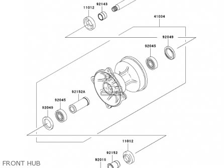 FRONT HUB - KX250-L4 KX250 2002 USA CANADA