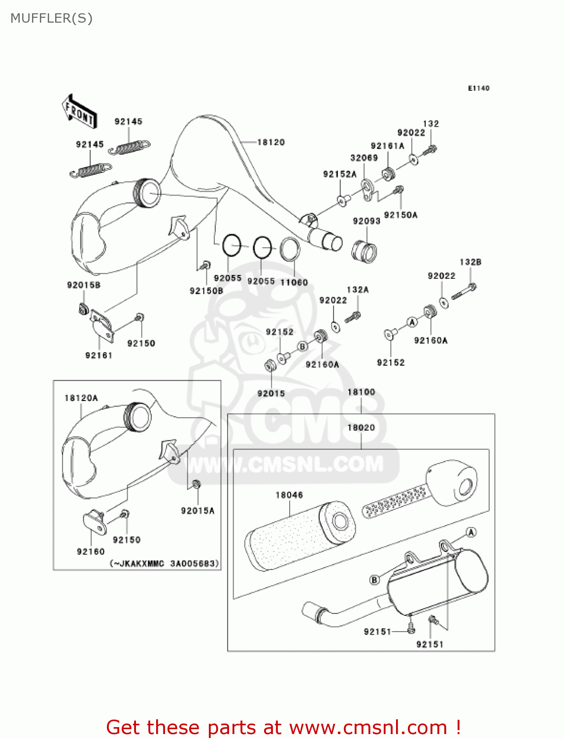 MUFFLER(S) KX250-M1 KX250 2003 USA CANADA