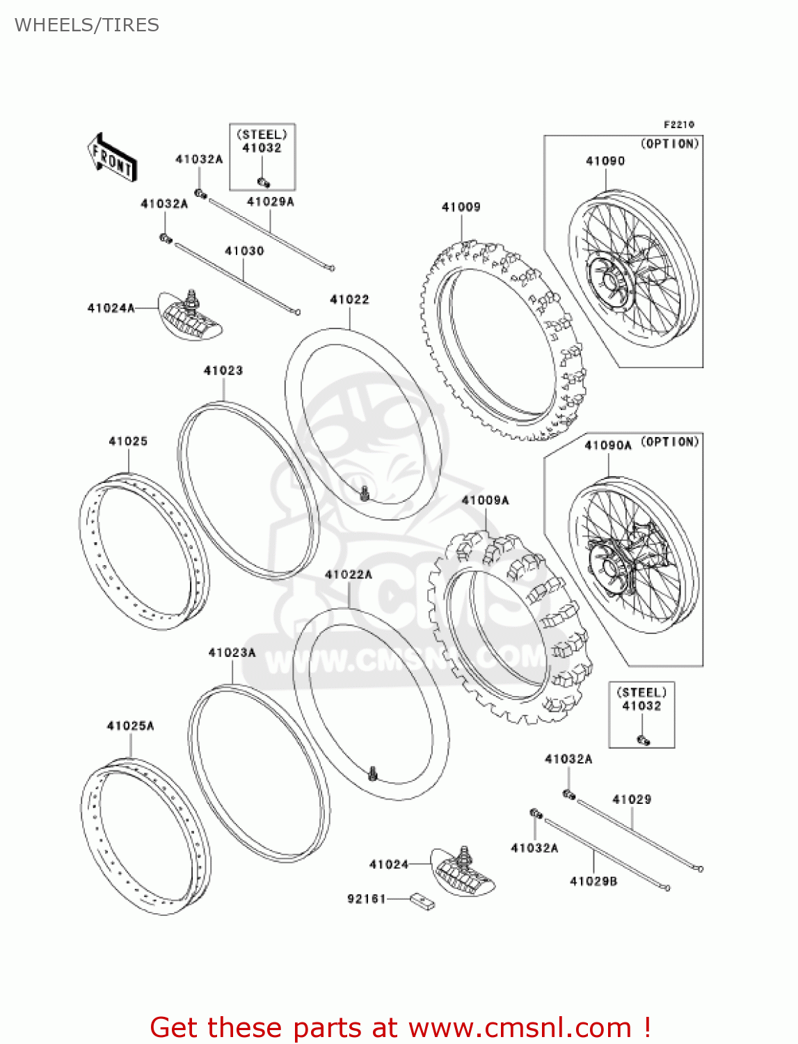 WHEELS/TIRES KX250-M1 KX250 2003 USA CANADA