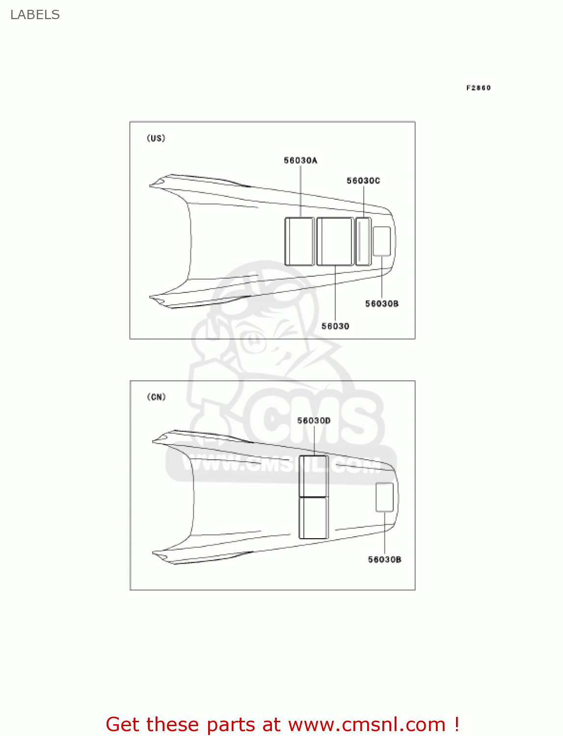 LABELS KX250-M1 KX250 2003 USA CANADA