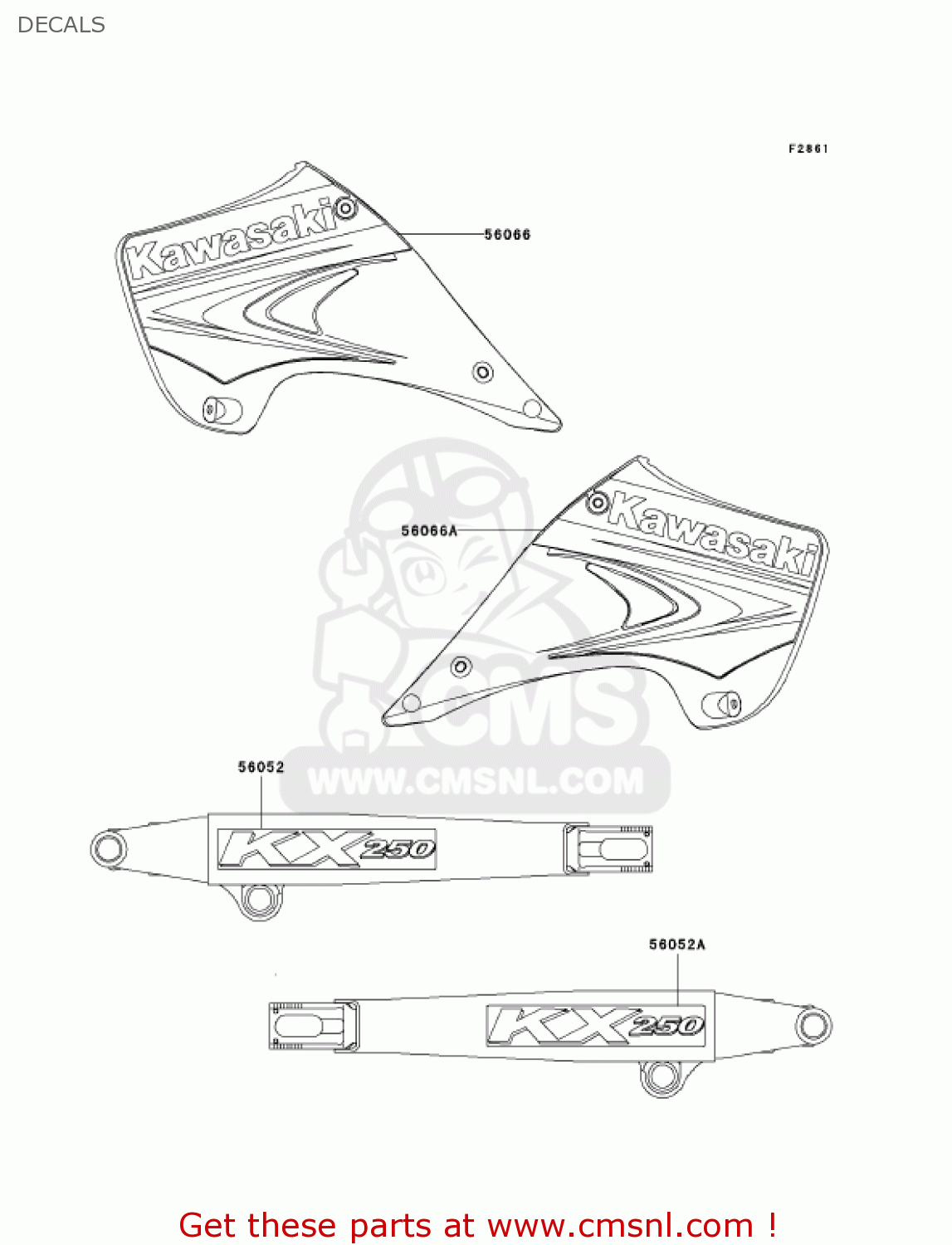DECALS KX250-M1 KX250 2003 USA CANADA
