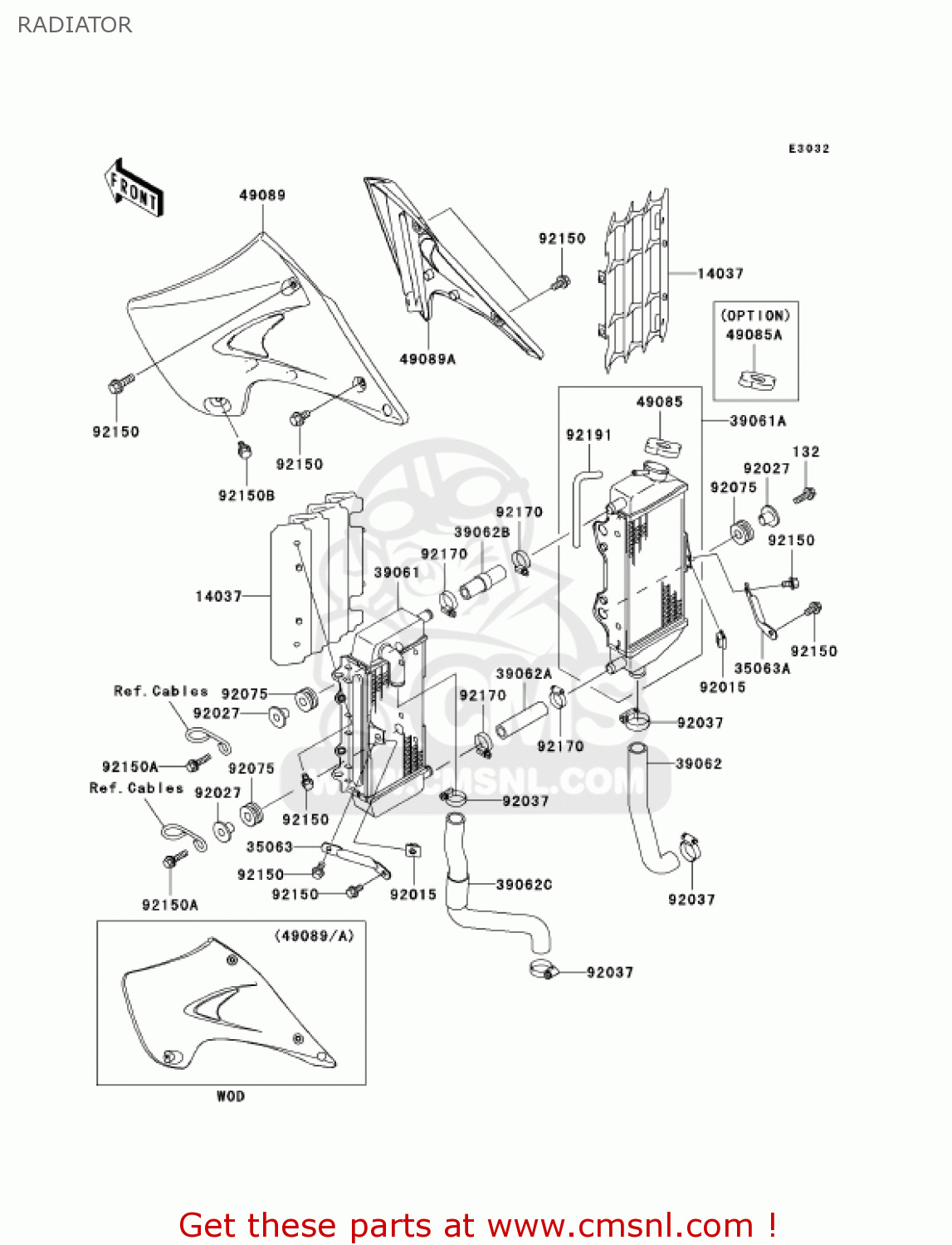 RADIATOR KX250-M1 KX250 2003 USA CANADA