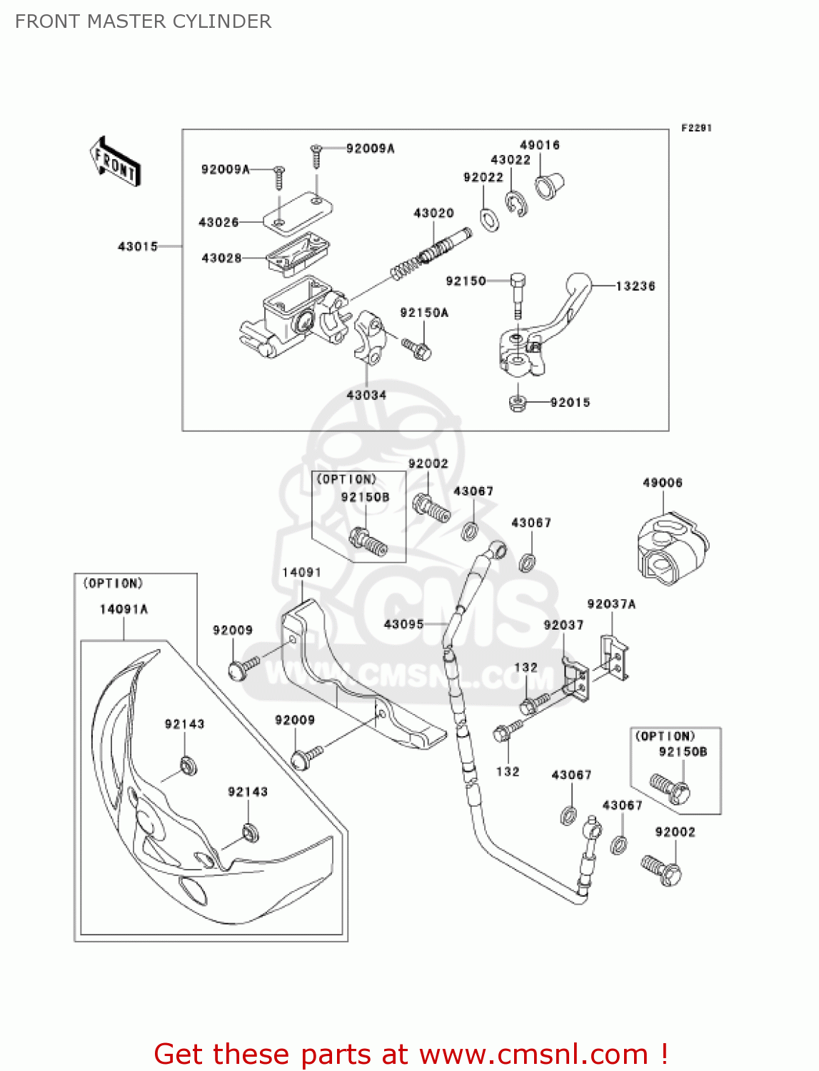 FRONT MASTER CYLINDER KX250-M1 KX250 2003 USA CANADA