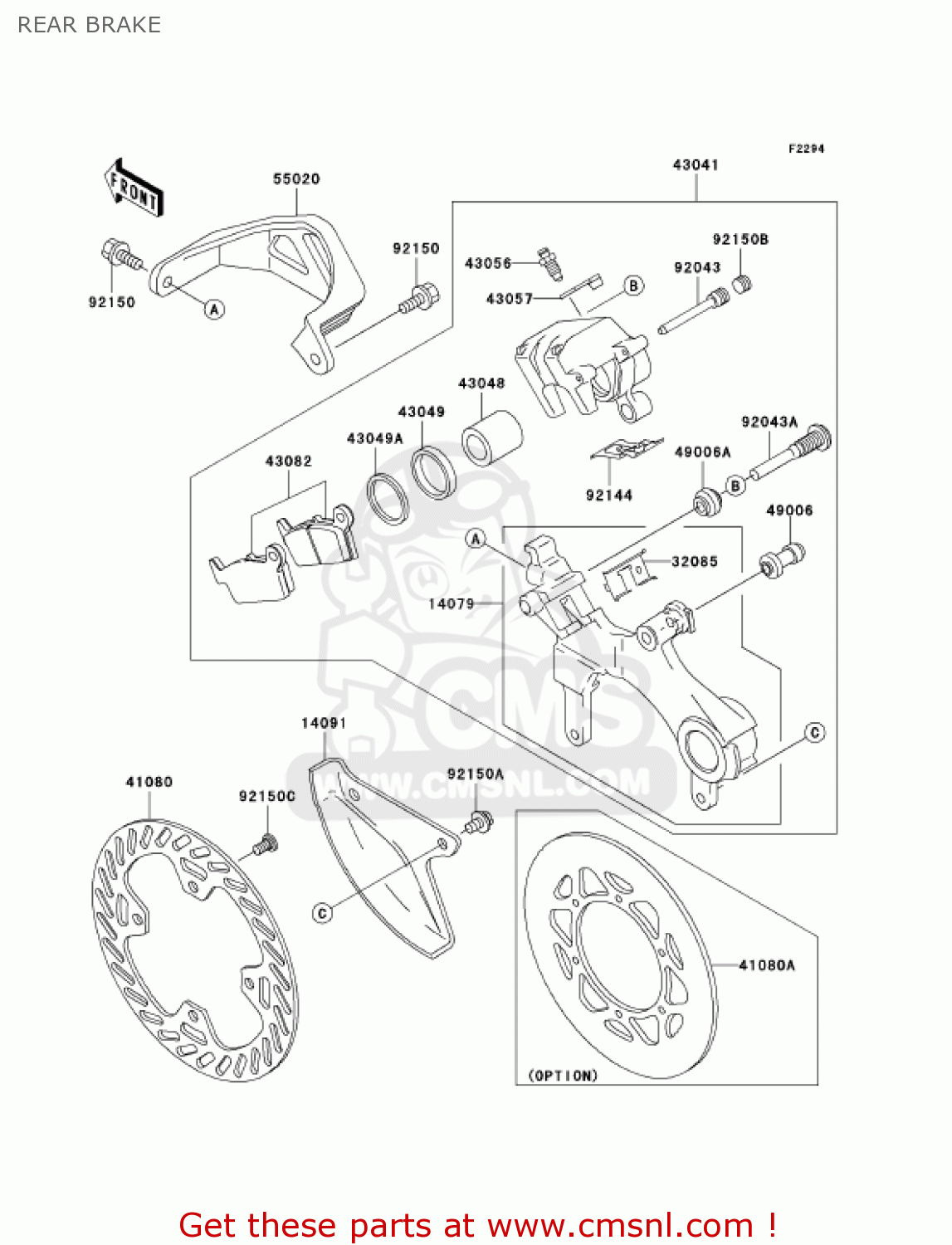 REAR BRAKE KX250-M1 KX250 2003 USA CANADA