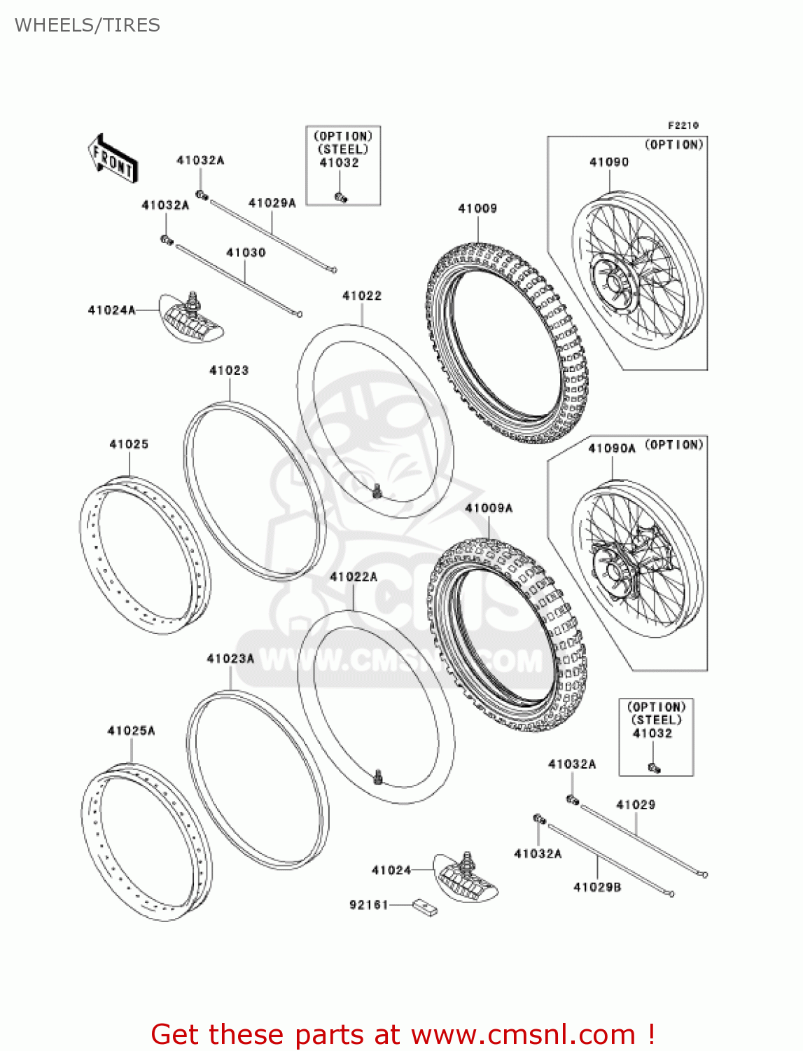 WHEELS/TIRES KX250-M2 KX250 2004 USA CANADA