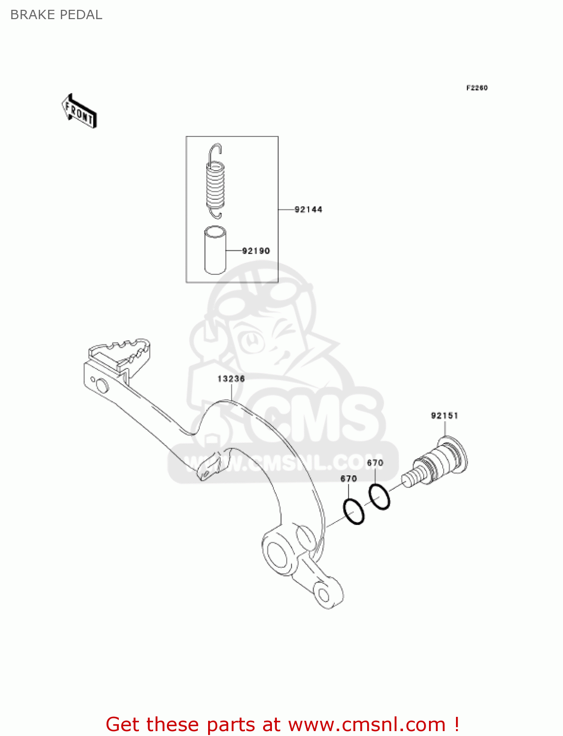 BRAKE PEDAL KX250-M2 KX250 2004 USA CANADA