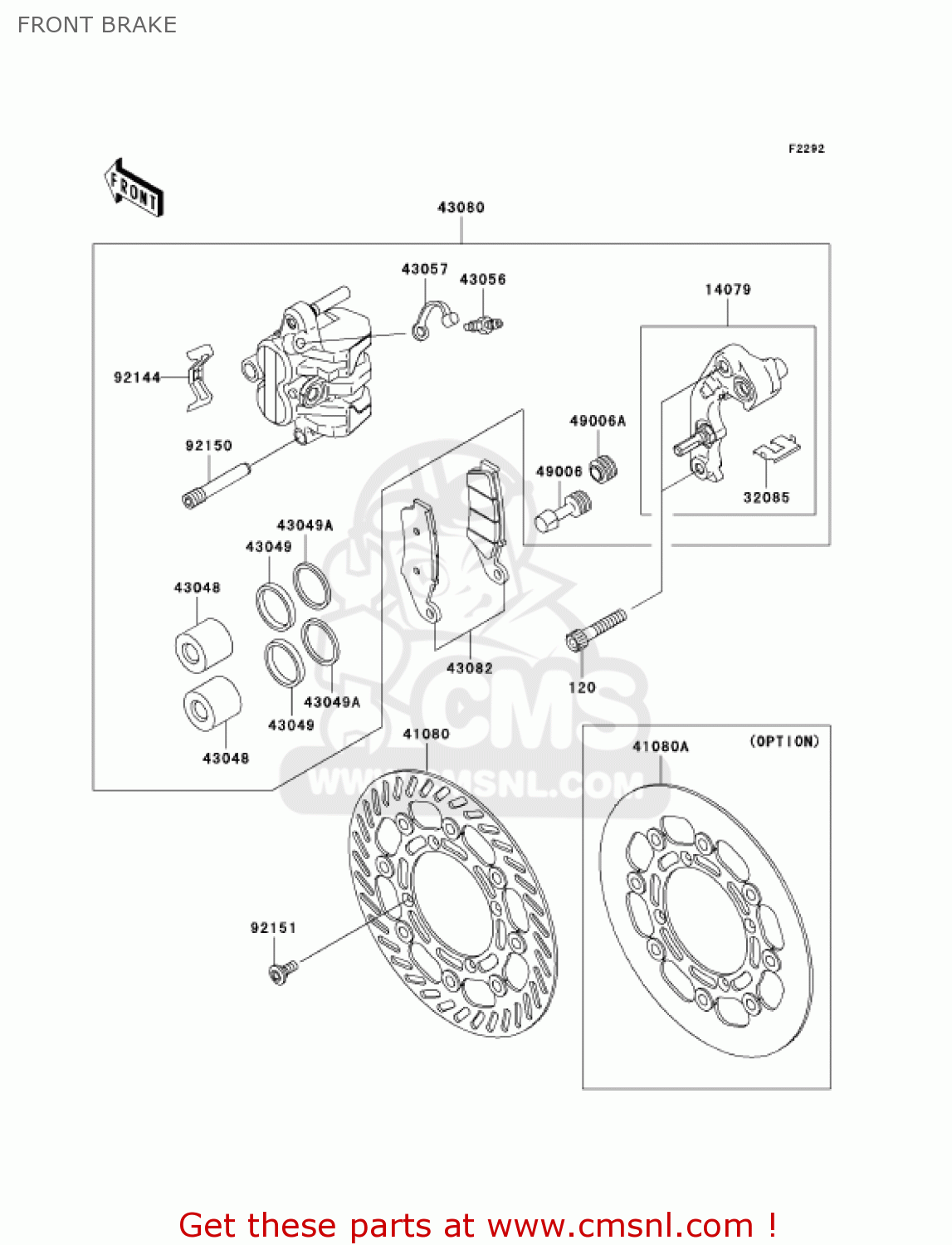 FRONT BRAKE KX250-M2 KX250 2004 USA CANADA