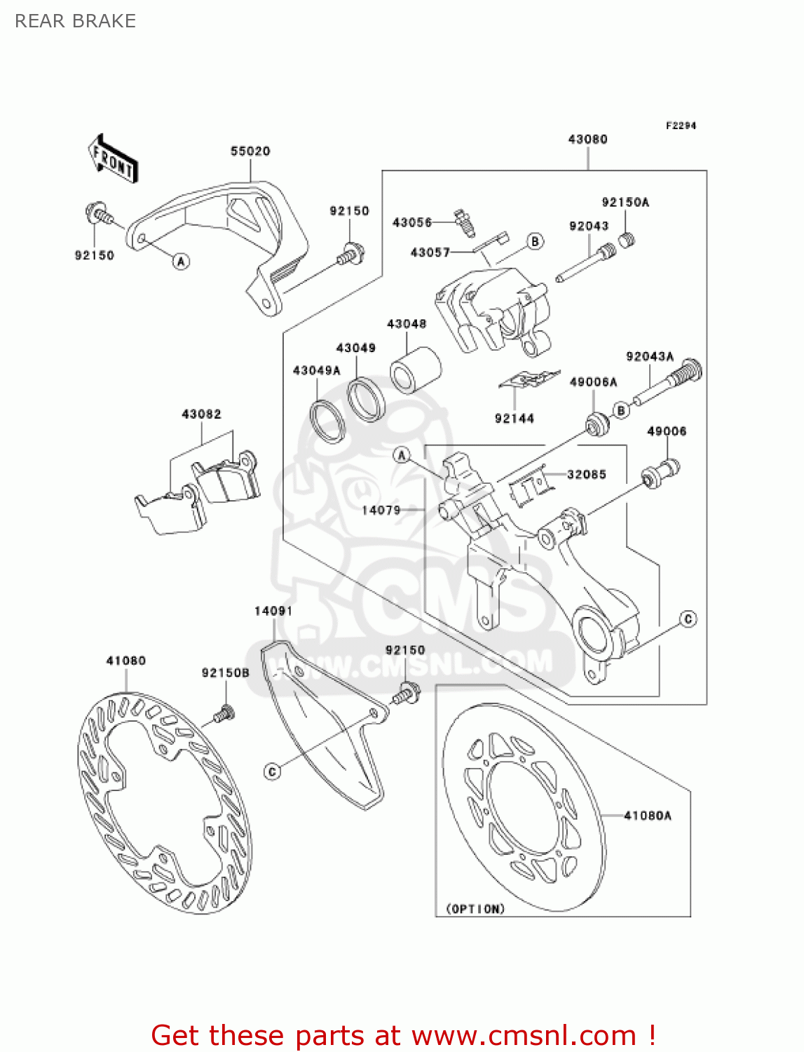 REAR BRAKE KX250-M2 KX250 2004 USA CANADA