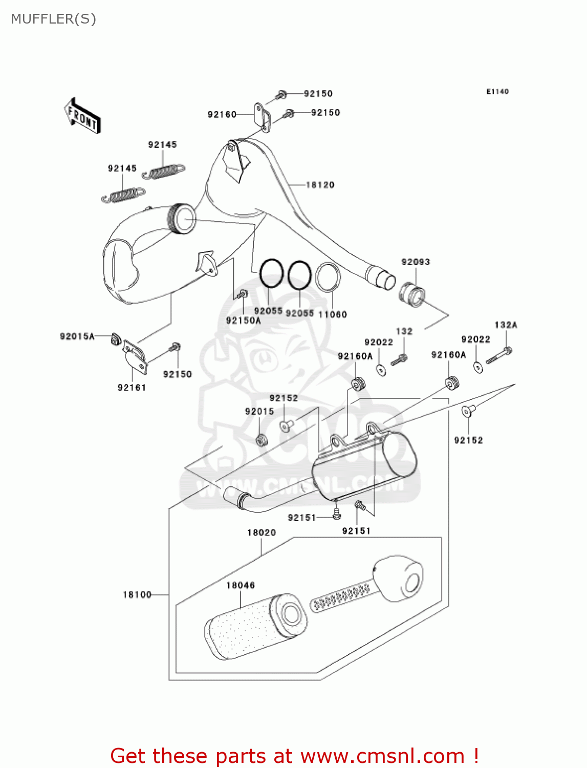 MUFFLER(S) KX250-M2 KX250 2004 USA CANADA