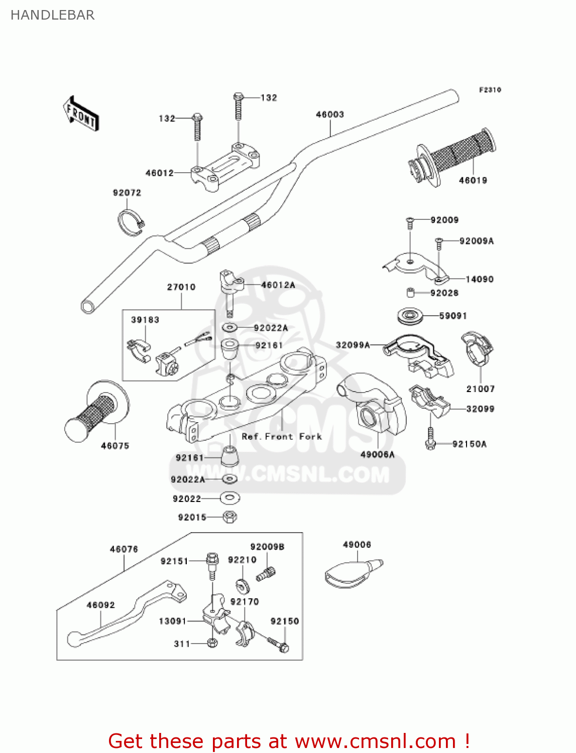 HANDLEBAR KX250-M2 KX250 2004 USA CANADA