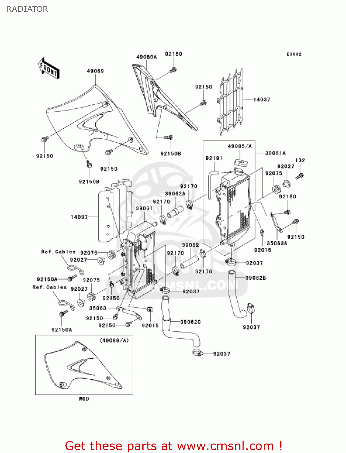 RADIATOR KX250-M2 KX250 2004 USA CANADA