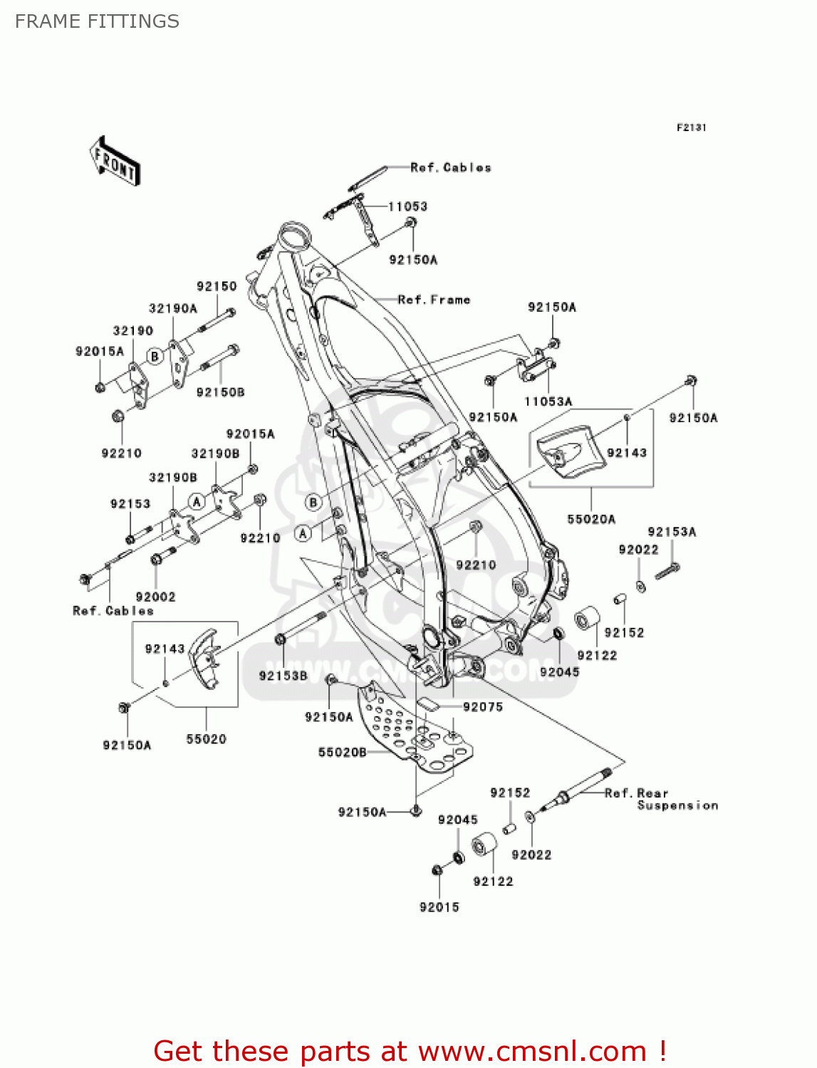 FRAME FITTINGS KX250-N1 KX250F 2004 USA CANADA