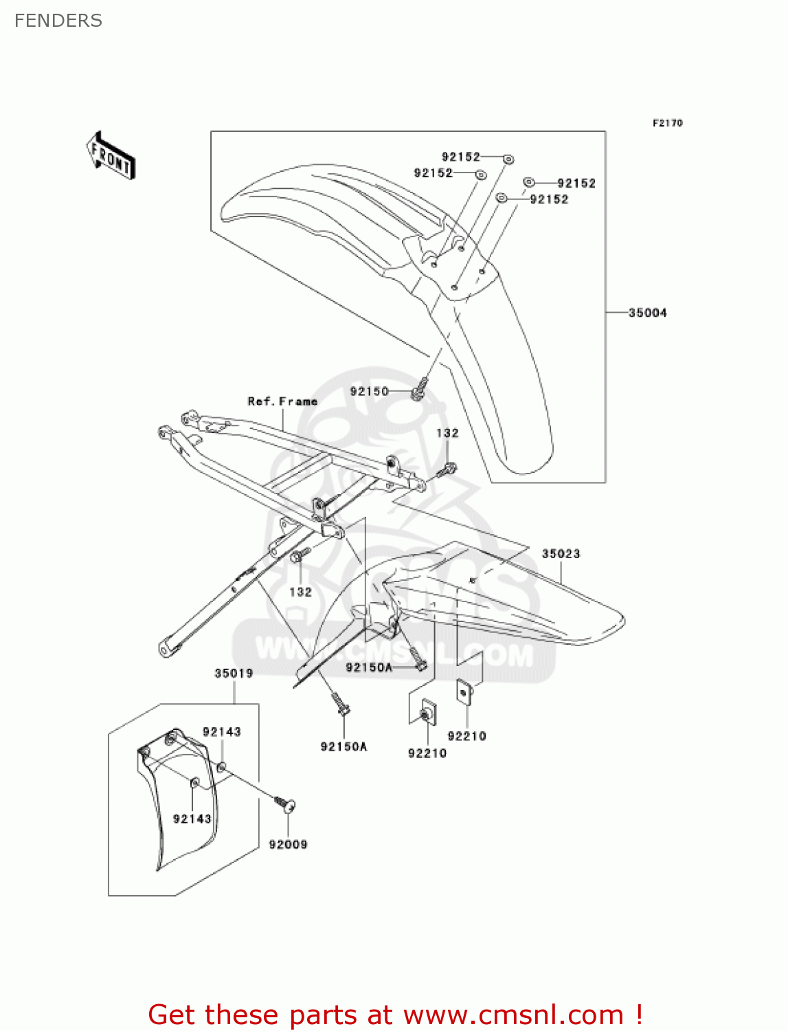 FENDERS KX250-N1 KX250F 2004 USA CANADA