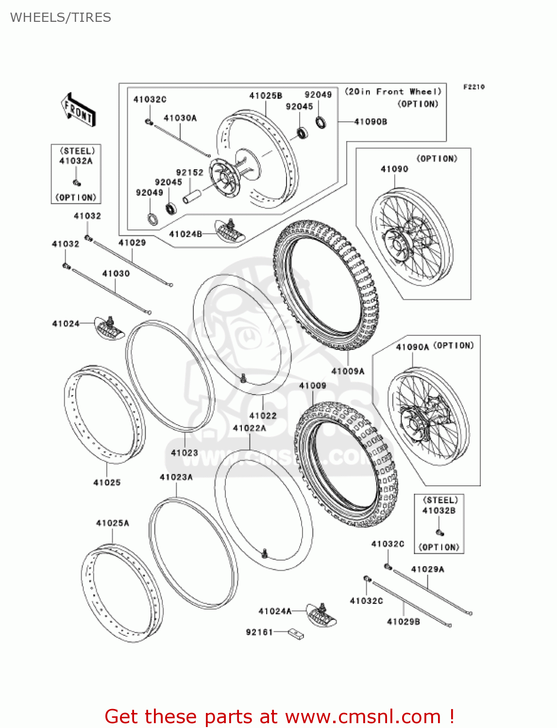 WHEELS/TIRES KX250-N1 KX250F 2004 USA CANADA
